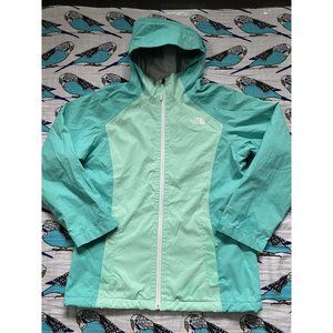 EUC The North Face Girls Jacket XL (18) Green DryVent Windbreaker Rain Hooded